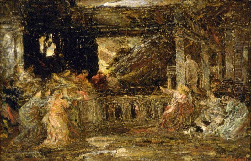 Feast Scene Oil Painting by Adolphe Joseph Thomas Monticelli