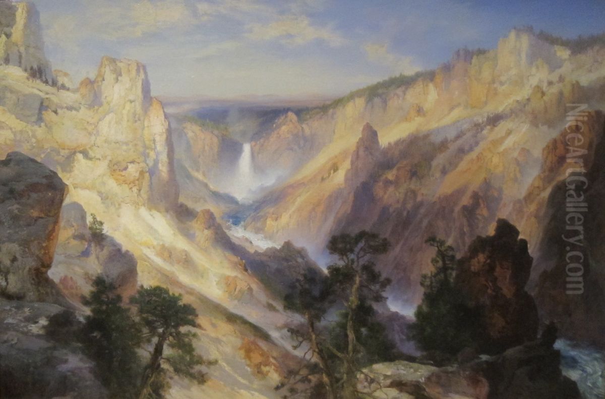 Grand Canyon of the Yellowstone, Wyoming Oil Painting by Thomas Moran