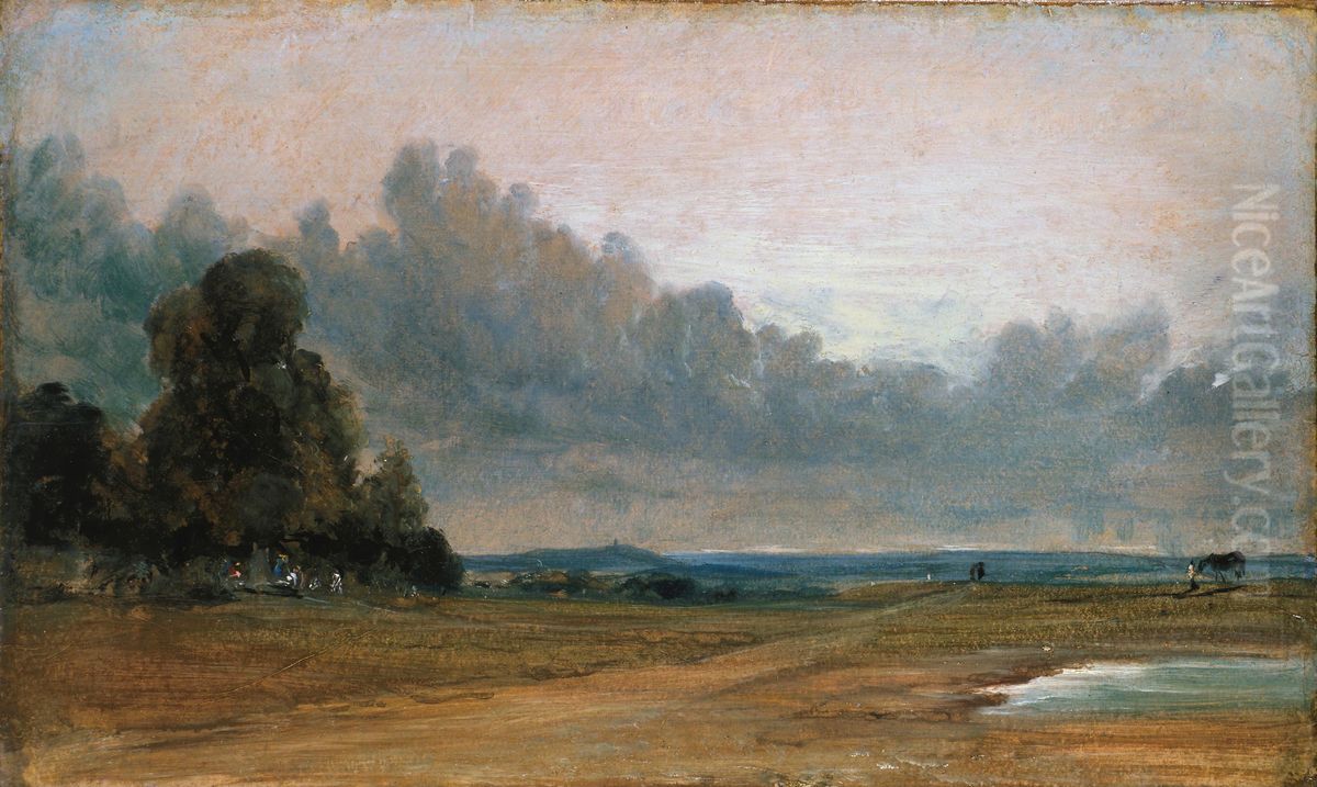 A View on Hampstead Heath with Harrow in the Distance Oil Painting by John Constable