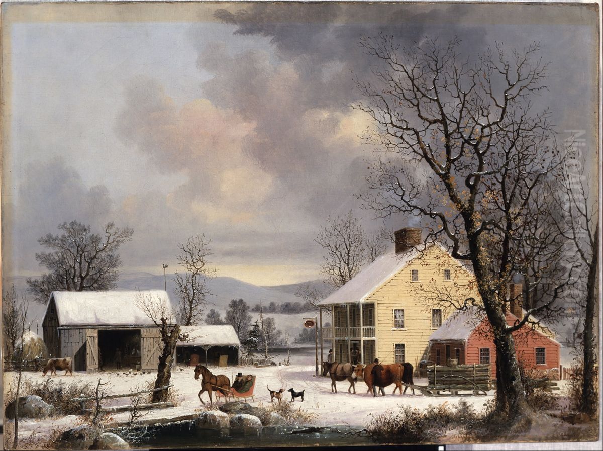 Winter in the Country Oil Painting by George Henry Durrie