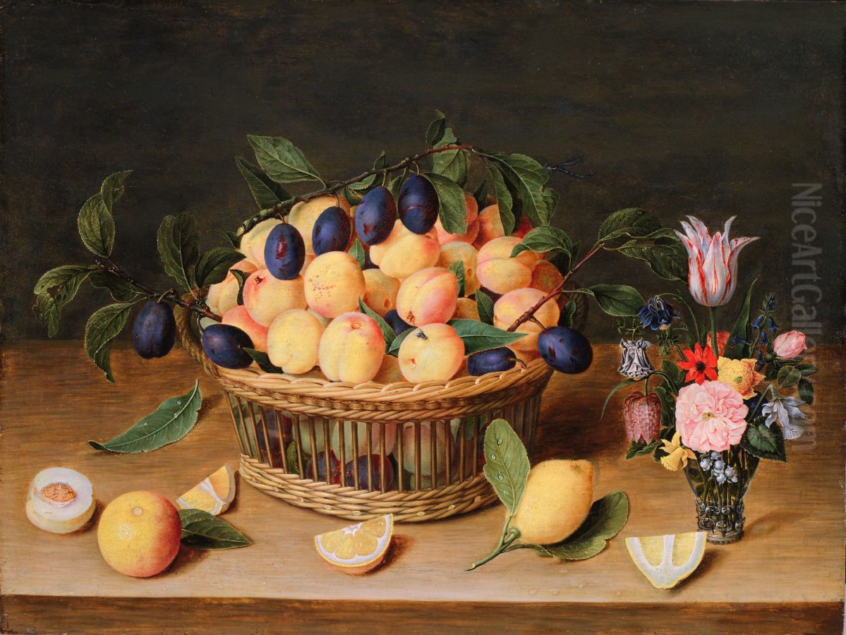 Still Life with Fruit and Flowers Oil Painting by Jacob van Hulsdonck