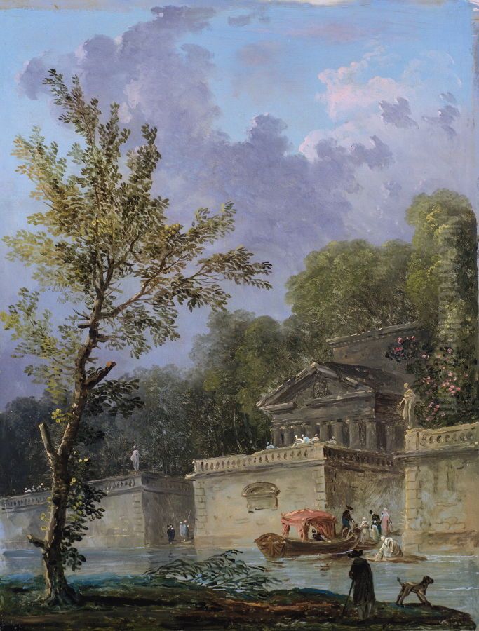 The Landing Oil Painting by Hubert Robert