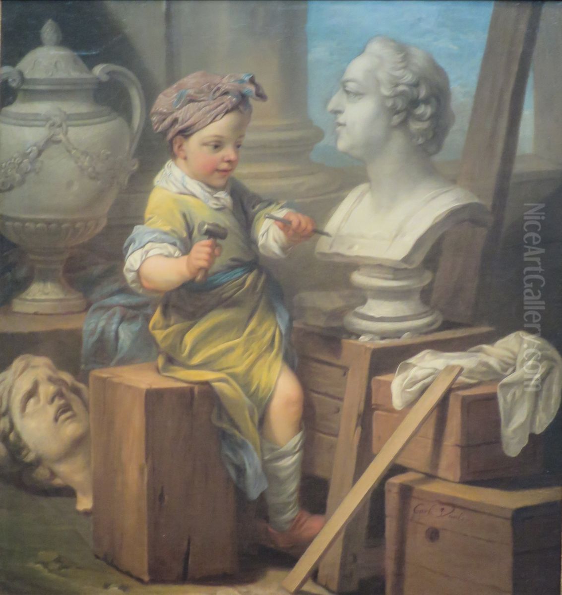 Sculpture Oil Painting by Charles-Andre van Loo