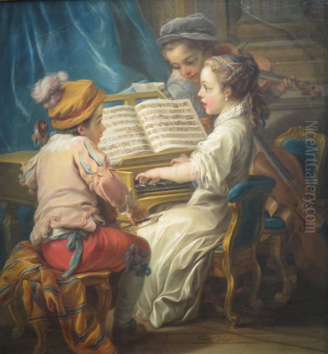 Music Oil Painting by Charles-Andre van Loo