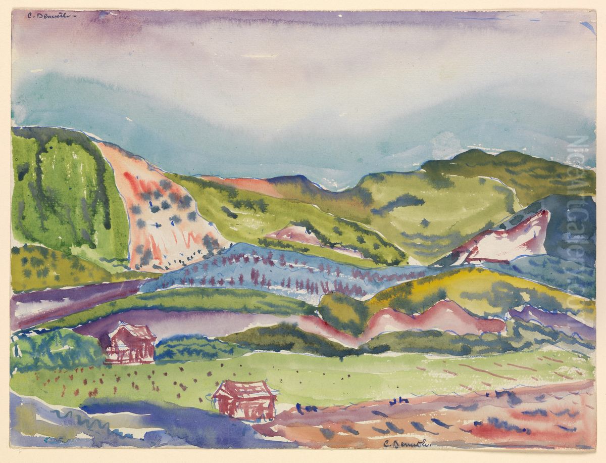 Mountain with Red House Oil Painting by Charles Demuth