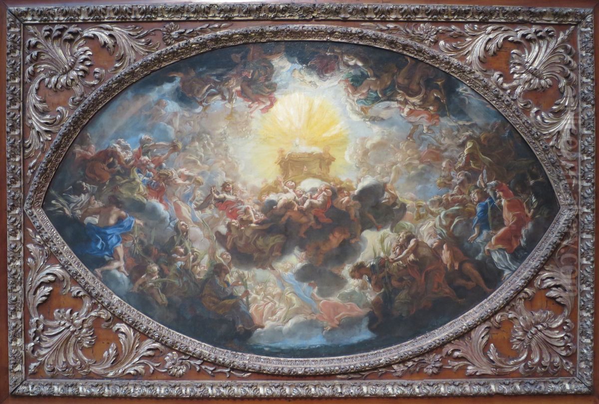 The Adoration of the Lamb (Modello from the apse fresco in Il Gesu, Rome) Oil Painting by Giovanni Battista Gaulli