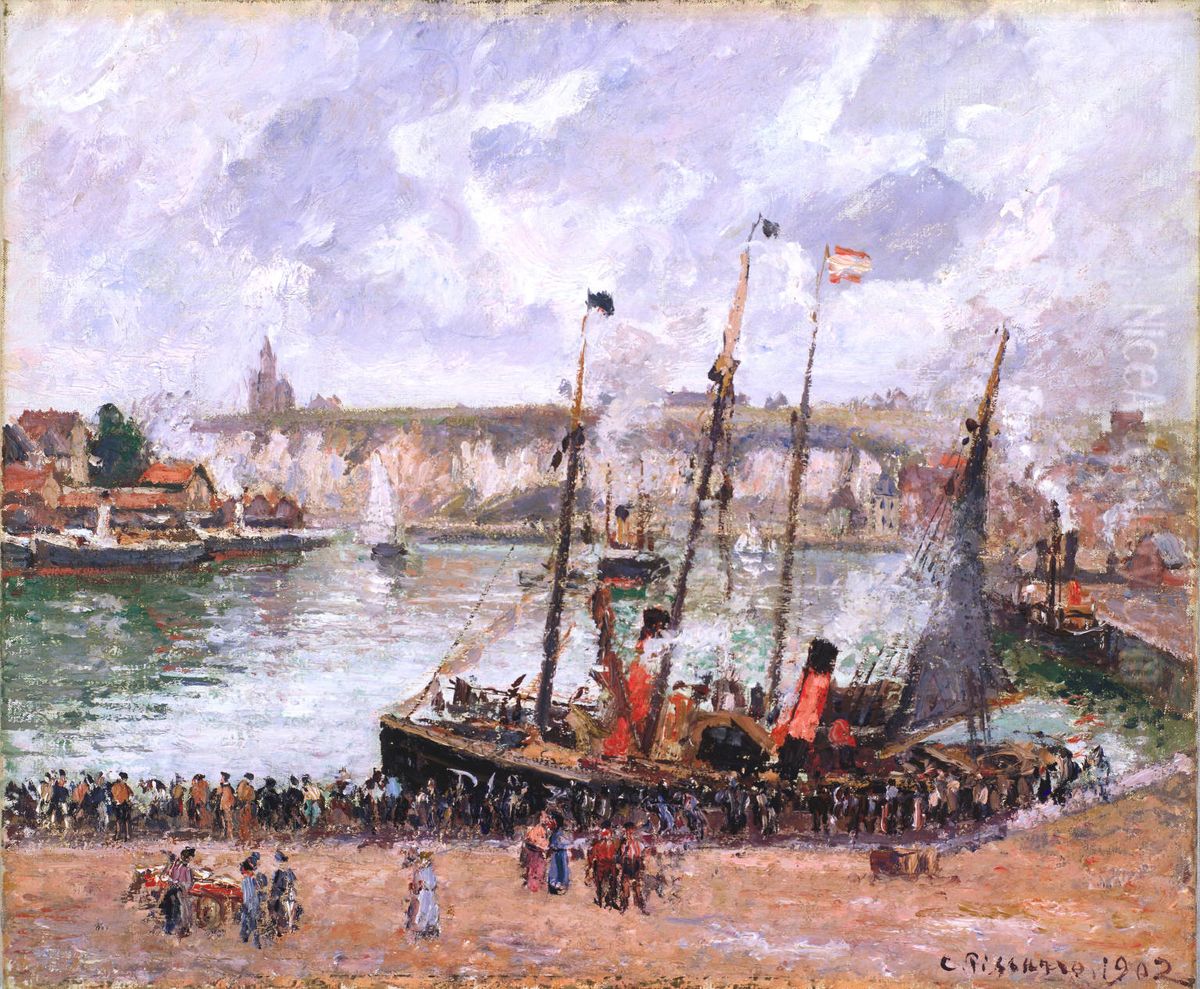 Harbor at Dieppe Oil Painting by Camille Pissarro