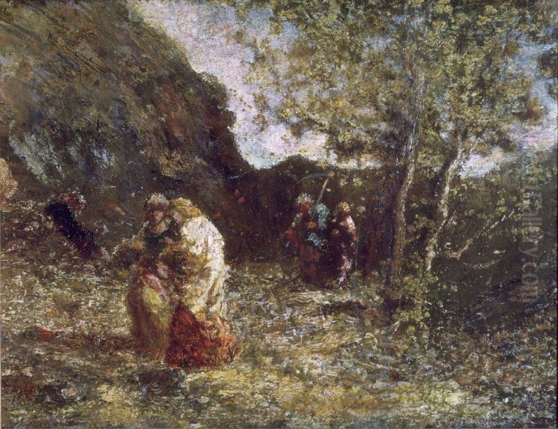 Returning from the Fields Oil Painting by Adolphe Joseph Thomas Monticelli