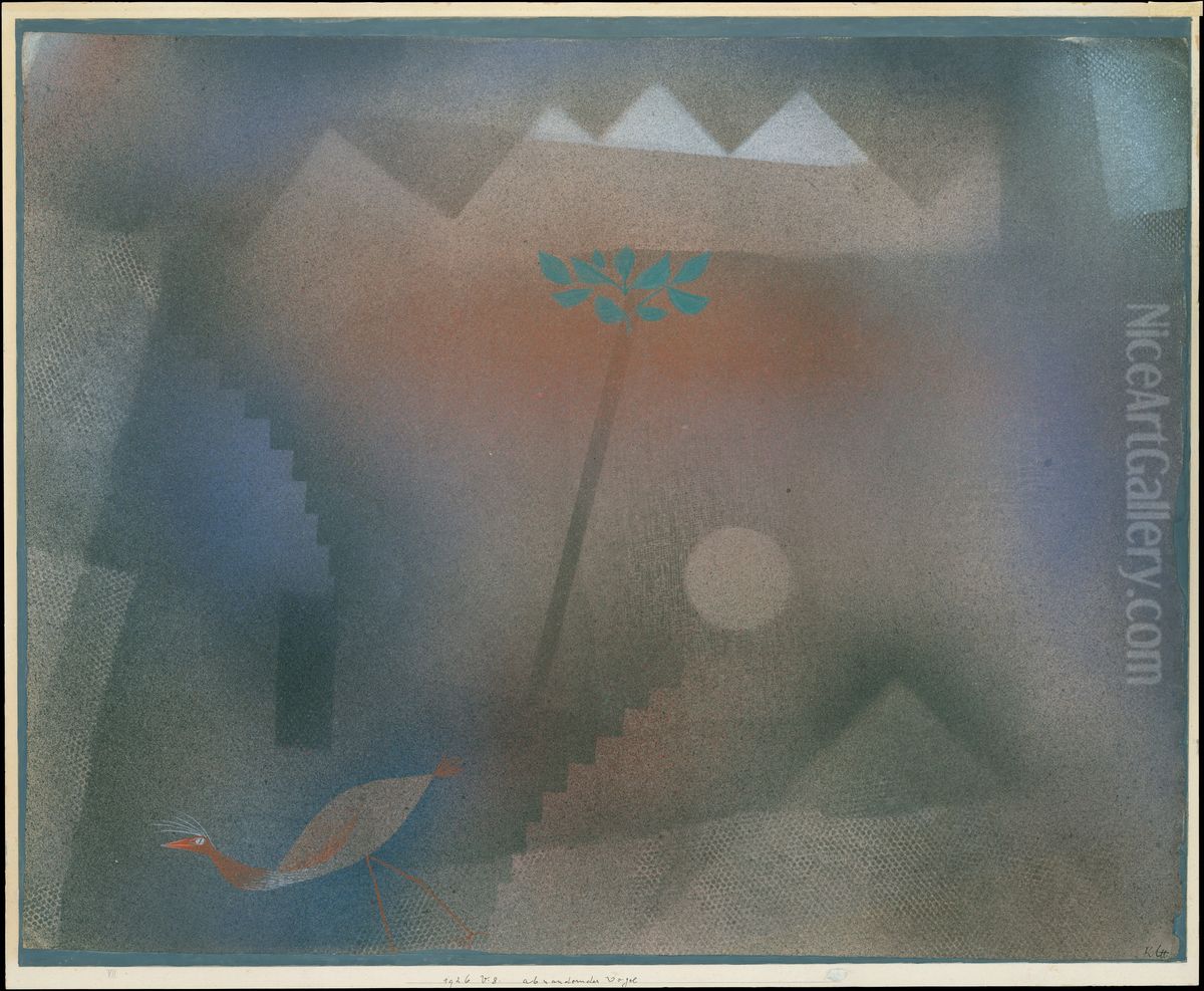 Bird Wandering Off Oil Painting by Paul Klee