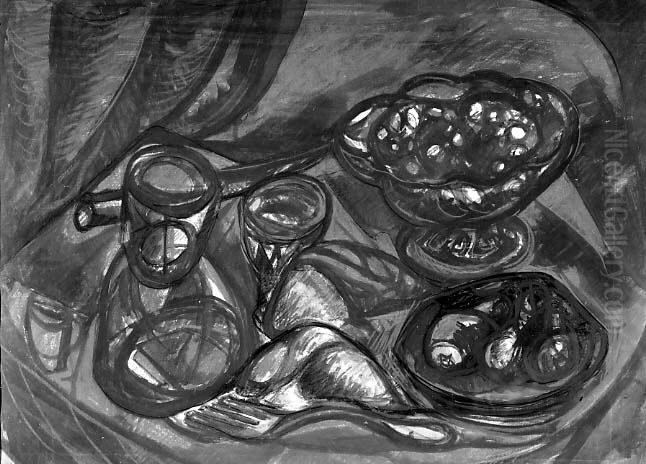 Blue Plate Oil Painting by Leon Kelly