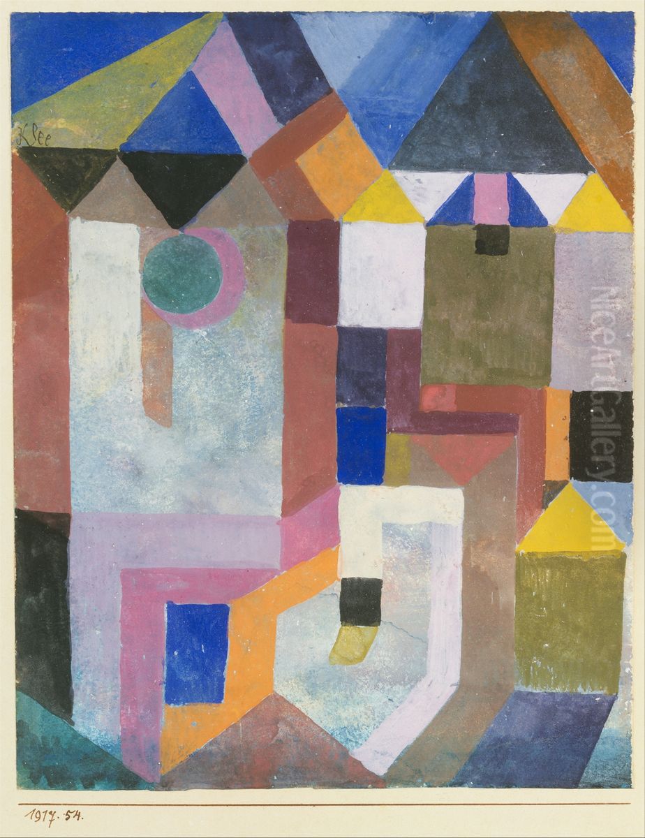 Colorful Architecture Oil Painting by Paul Klee