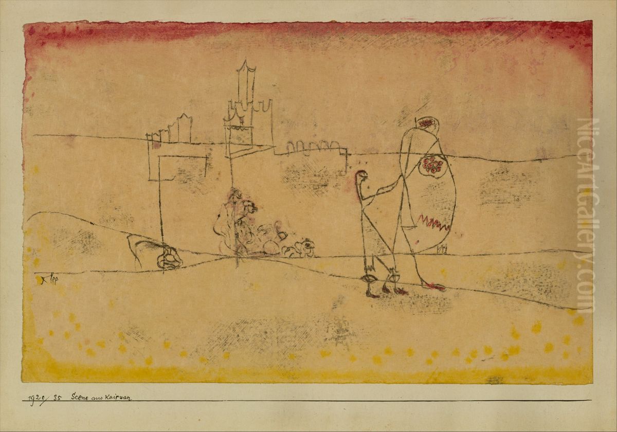 Episode at Kairouan Oil Painting by Paul Klee