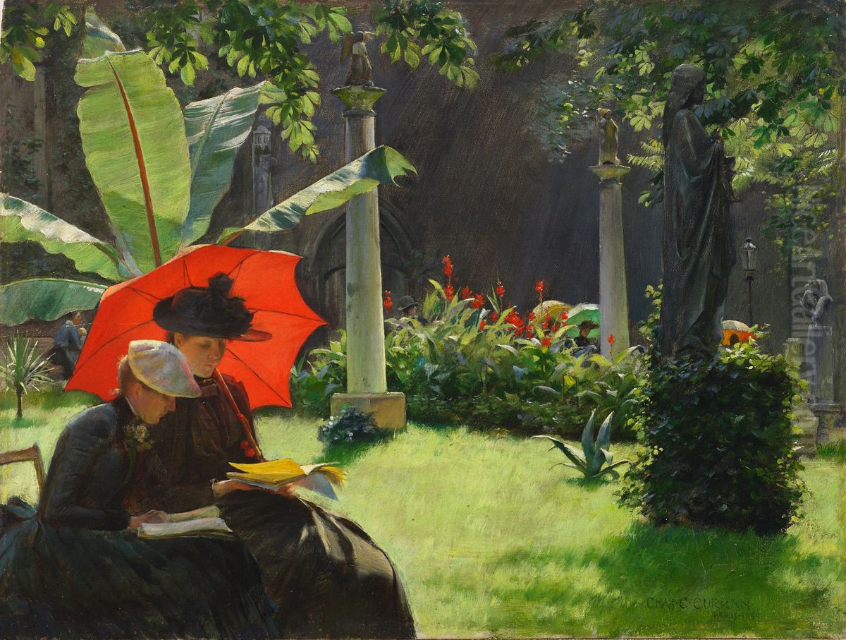 Afternoon in the Cluny Garden, Paris Oil Painting by Charles Curran