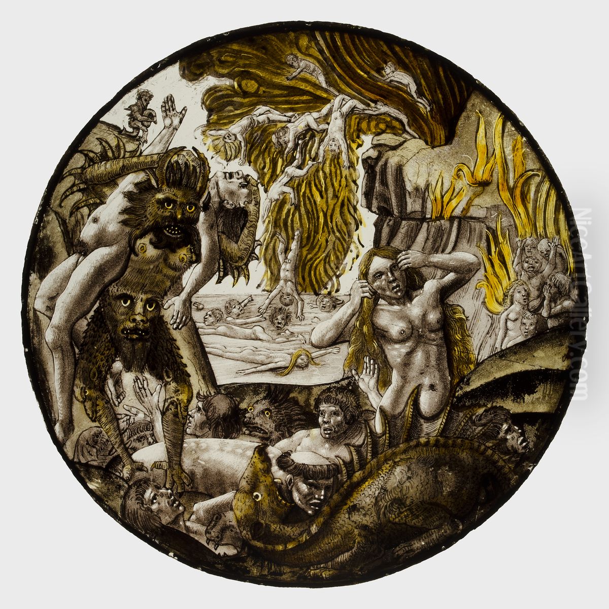 Roundel with Souls Tormented in Hell Oil Painting by Dieric Bouts