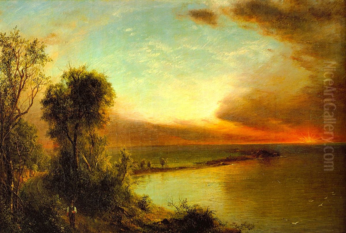 Setting Sun Oil Painting by Frederic Edwin Church