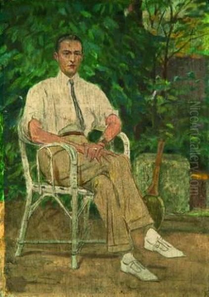 Le Joueur De Tennis Oil Painting by Eugene Cartier
