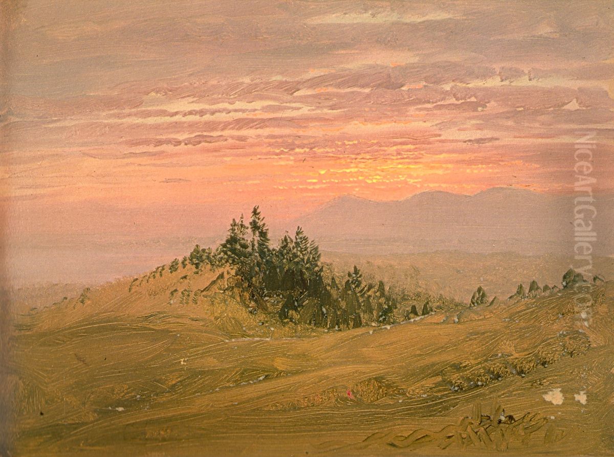 Sunset & Catskills from Church Hill, Olana Oil Painting by Frederic Edwin Church