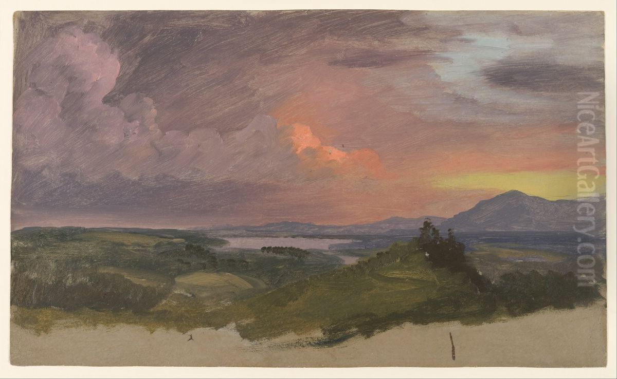 Sunset in the Hudson Valley Oil Painting by Frederic Edwin Church