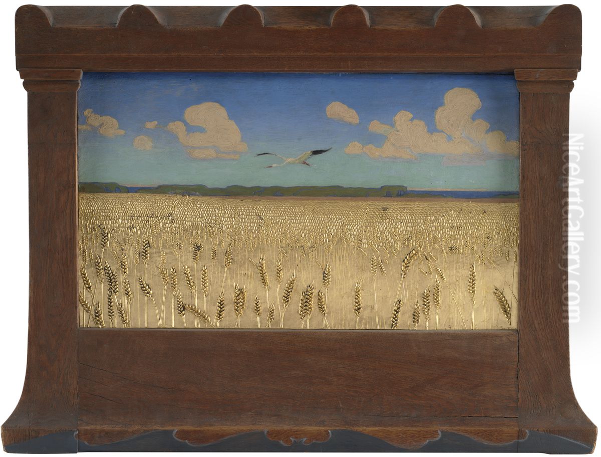 Dansk landskabEnglish:Danish landscape Oil Painting by Harald Slott-Moller