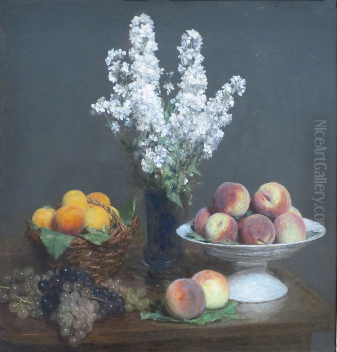 White Rockets and Fruit Oil Painting by Henri Fantin-Latour