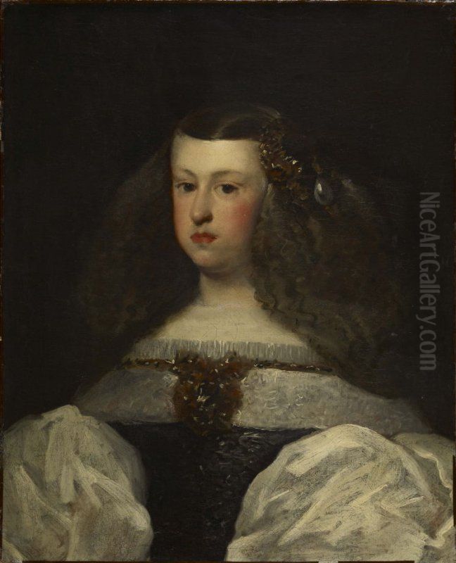 Dona Mariana of Austria, Queen of Spain Oil Painting by Diego Rodriguez de Silva y Velazquez