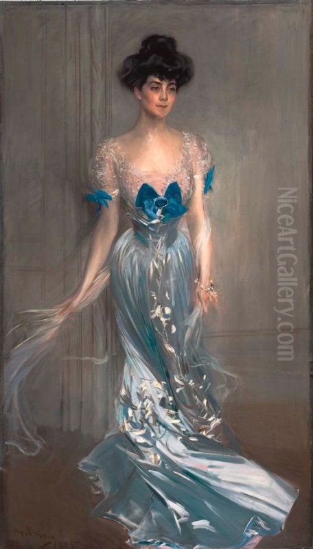Portrait of Mrs. Graham Fair Vanderbilt (nee Virginia Graham Fair) Oil Painting by Giovanni Boldini