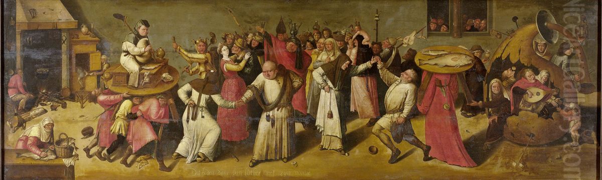 Battle between Carnival and Lent Oil Painting by Hieronymous Bosch