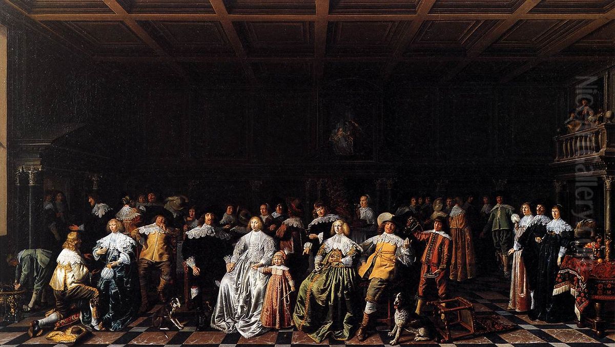 The wedding of Willem van Loon and Margaretha Bas Oil Painting by Jan Miense Molenaer