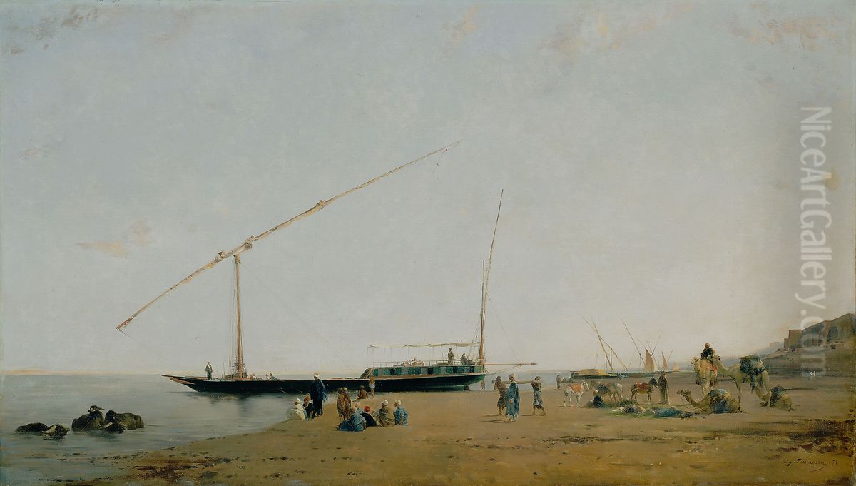 On the Nile, Near Philae Oil Painting by Eugene Fromentin