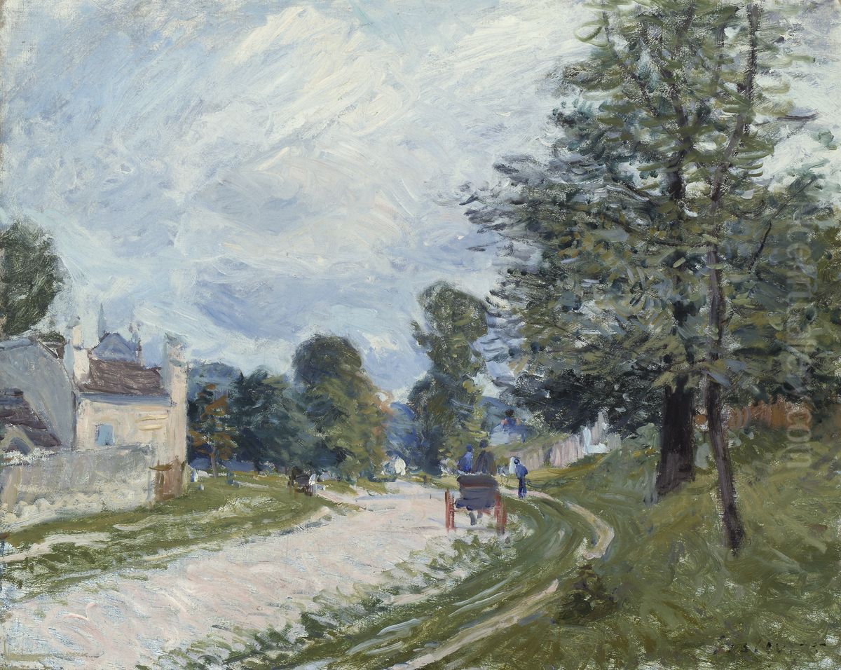 una curva sulla strada Oil Painting by Alfred Sisley