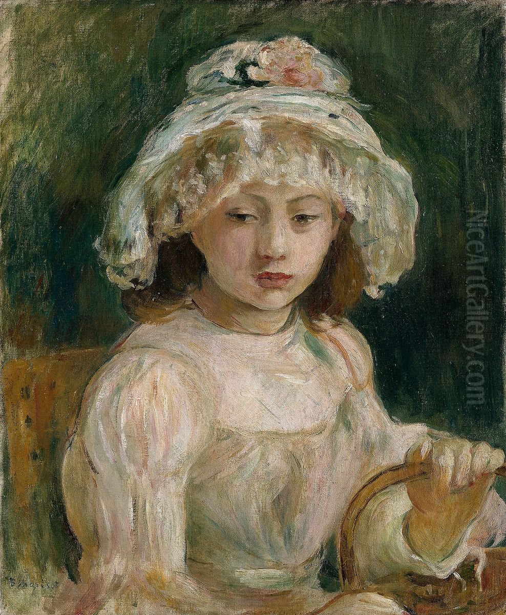 Young Girl with Hat Oil Painting by Berthe Morisot