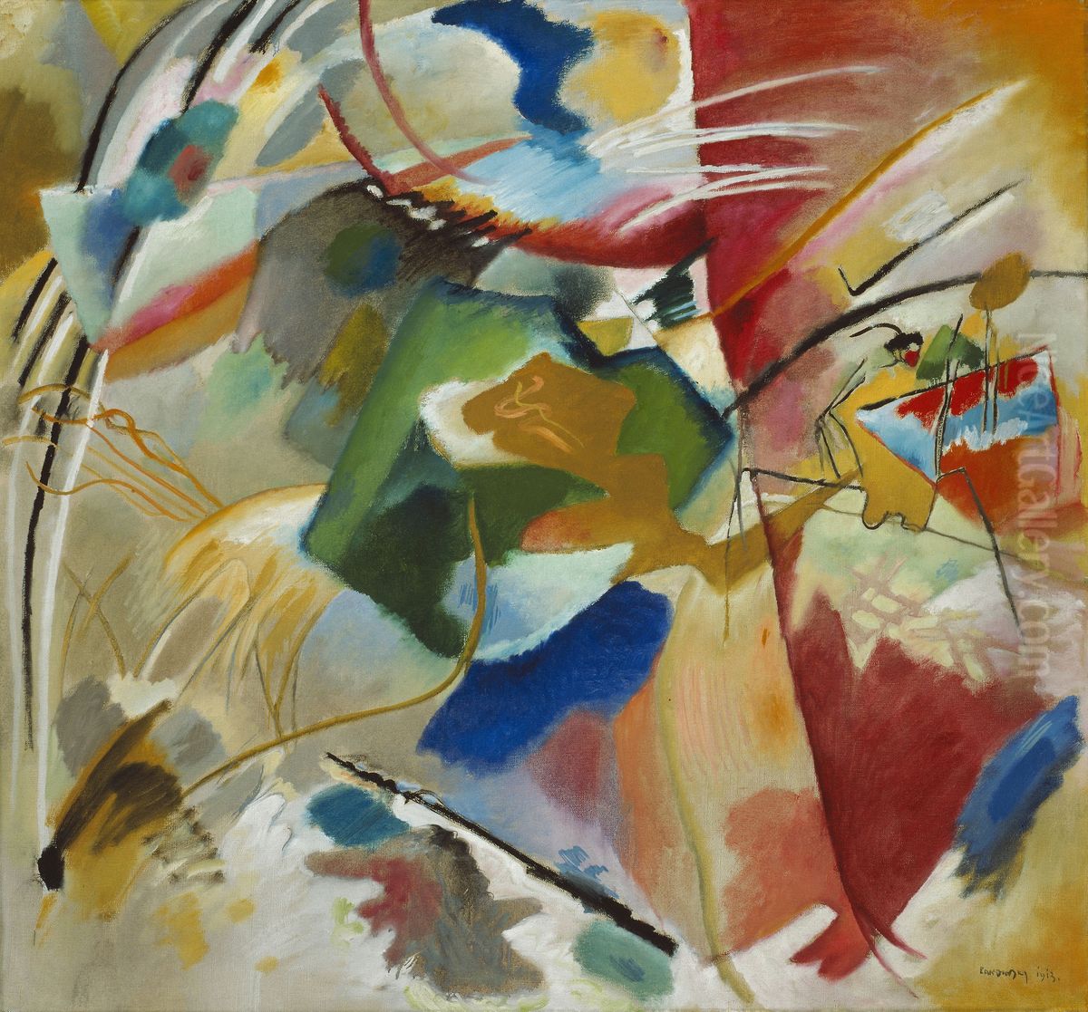 Painting with Green Center Oil Painting by Wassily Kandinsky