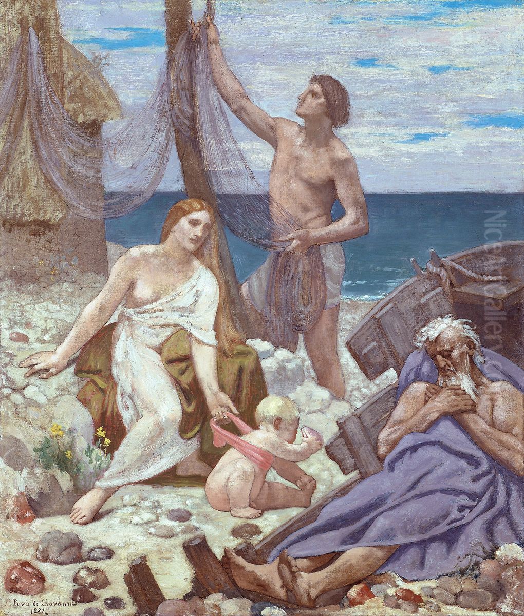 The Fisherman's Family Oil Painting by Pierre Puvis de Chavannes