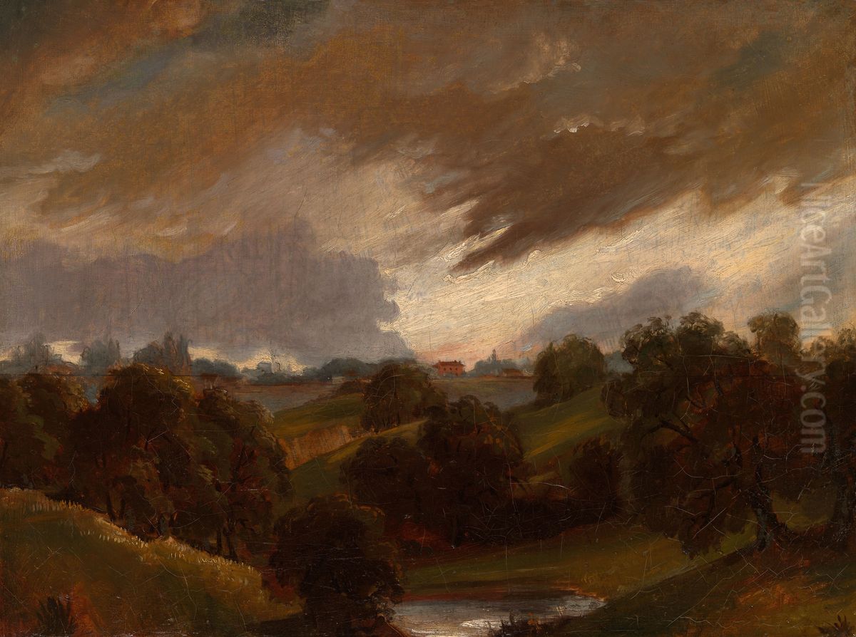Hampstead, Stormy Sky Oil Painting by John Constable