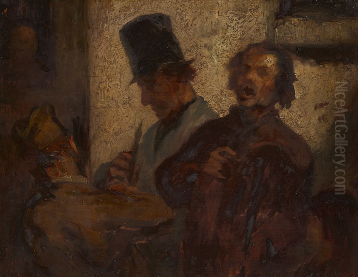 Street Musicians Oil Painting by Honore Daumier