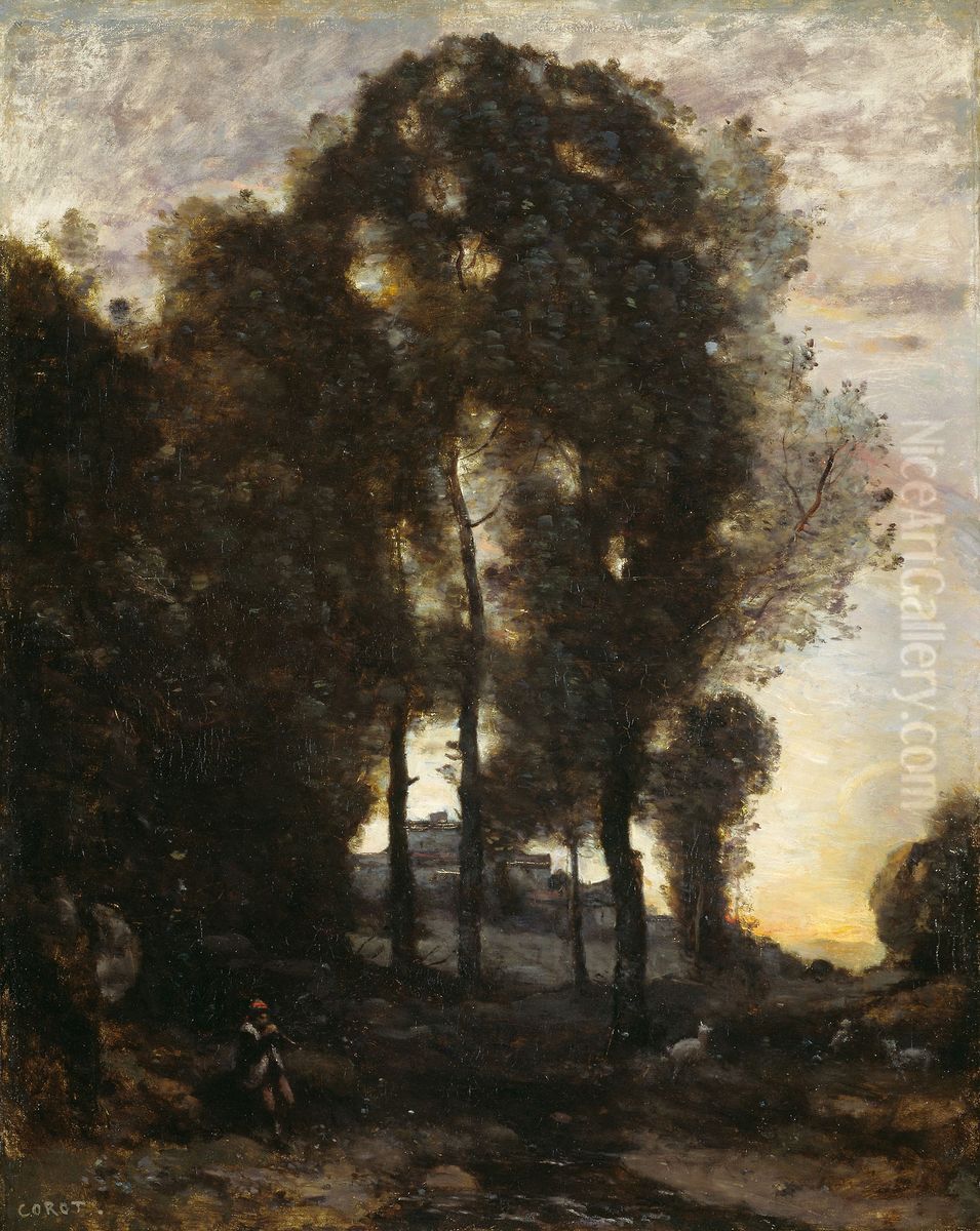 Souvenir of Italy Oil Painting by Jean-Baptiste Camille Corot