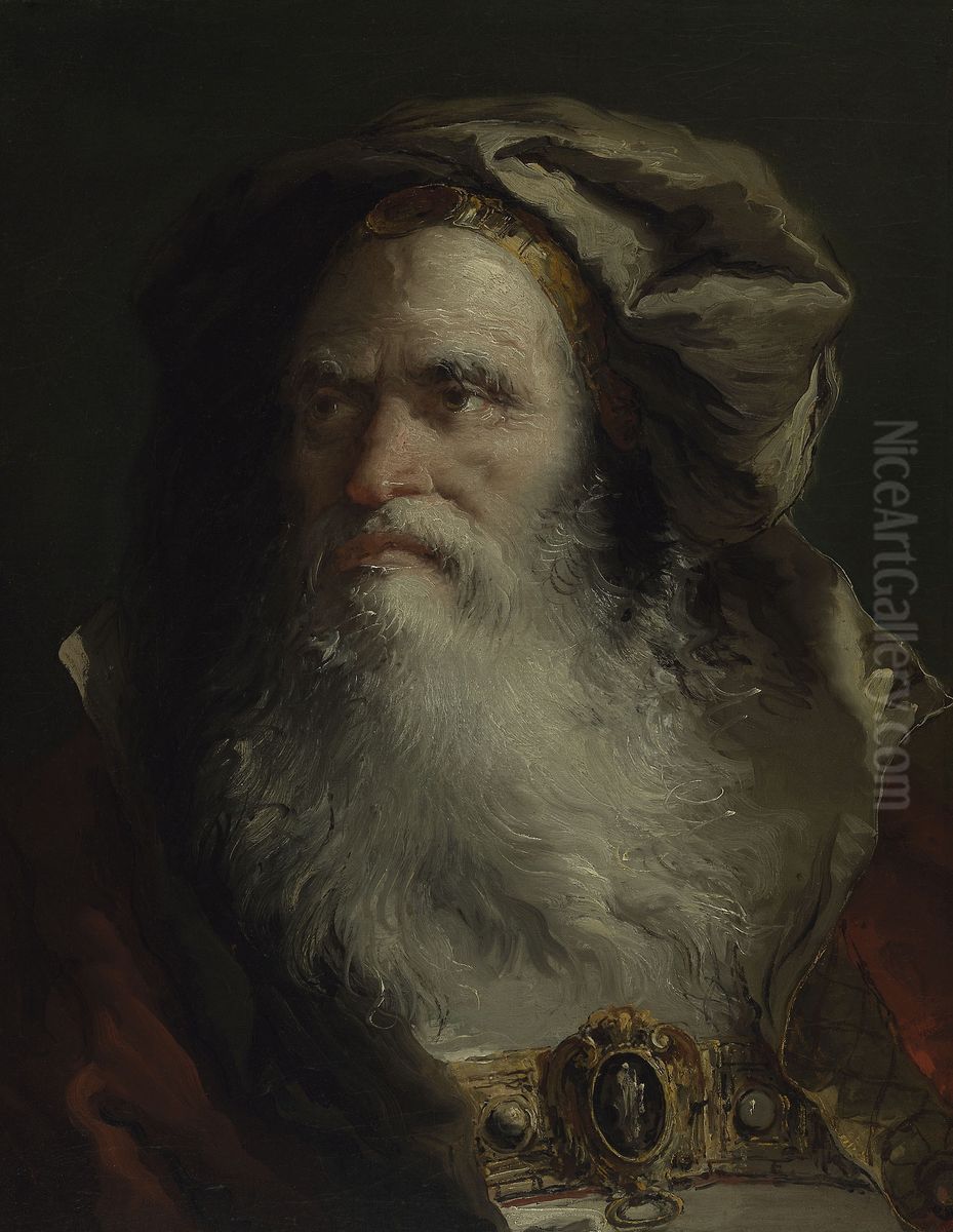 Head of a Philosopher Oil Painting by Giovanni Domenico Tiepolo