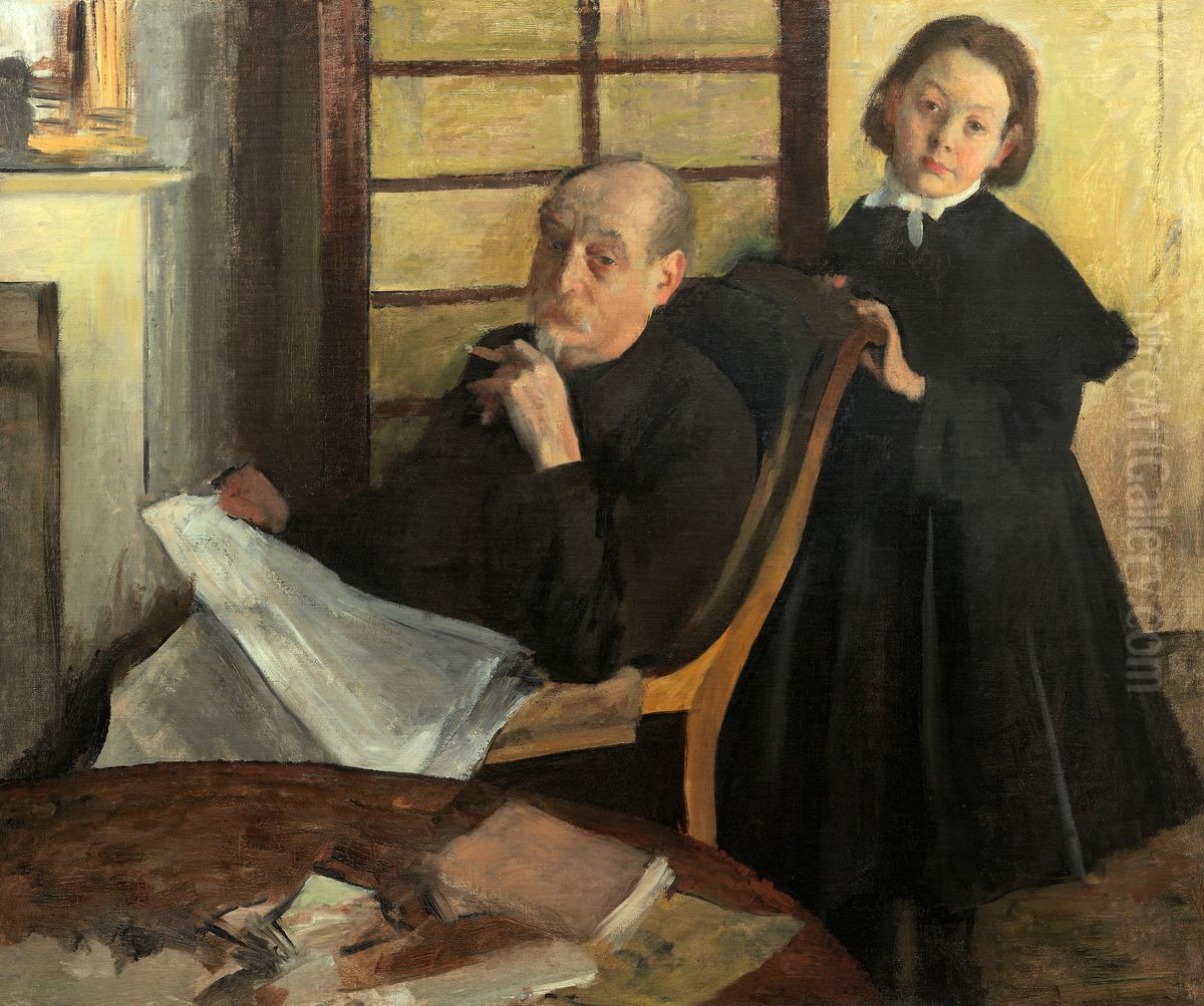 Henri Degas and His Niece Lucie Degas (The Artist's Uncle and Cousin) Oil Painting by Edgar Degas