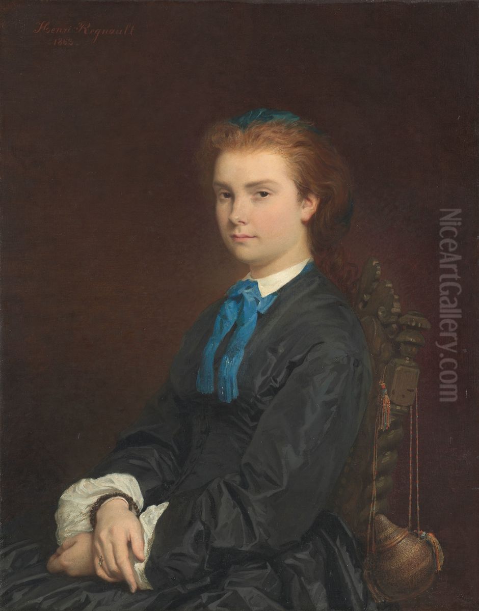 Portrait of a Young Woman Oil Painting by Regnault Henri