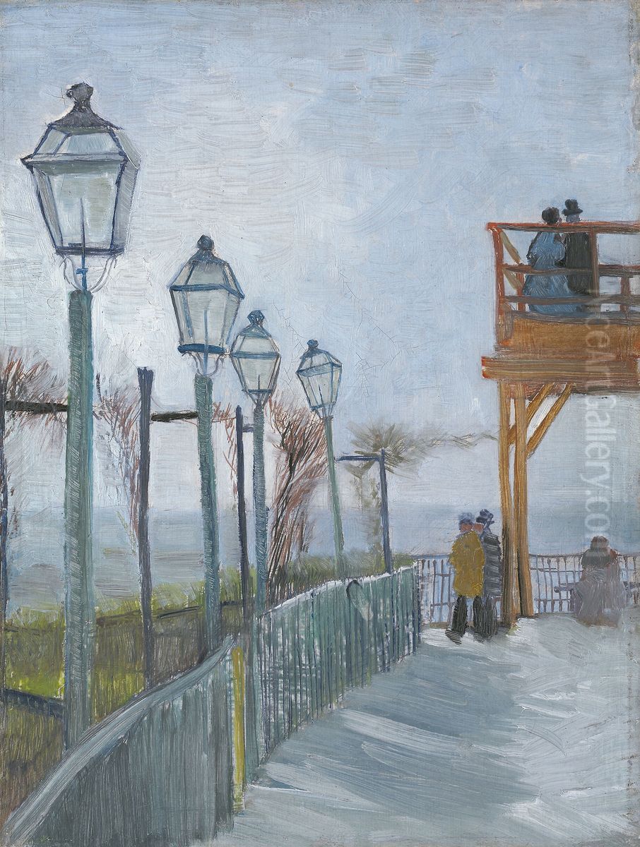 Terrace and Observation Deck at the Moulin de Blute-Fin, Montmartre Oil Painting by Vincent Van Gogh