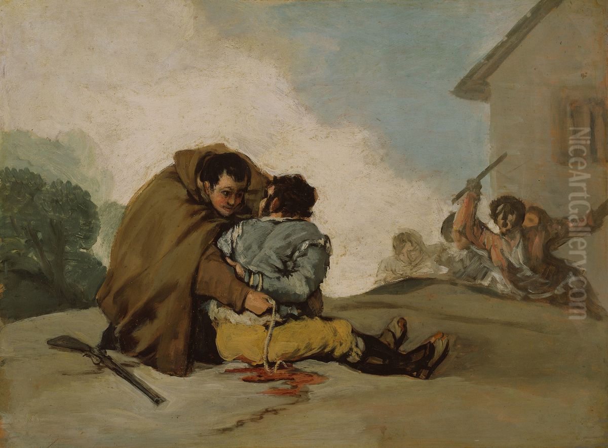 Friar Pedro liga El Maragato con una cuerda Oil Painting by Francisco Goya Fuendetodos