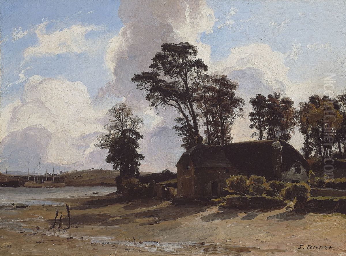 The Estuary Farm Oil Painting by Jules Dupre