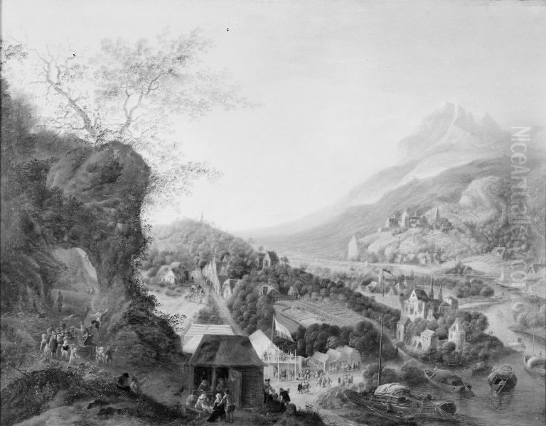 Mountain Scenery with River Oil Painting by Jan Griffier I