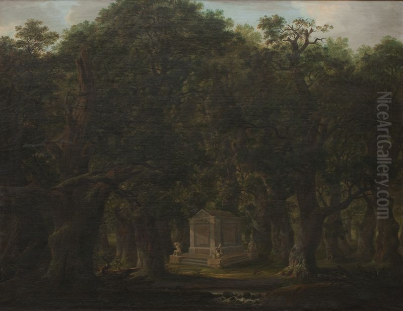 Monument in an Oak Wood Oil Painting by Pascha Johann Friedrich Weitsch