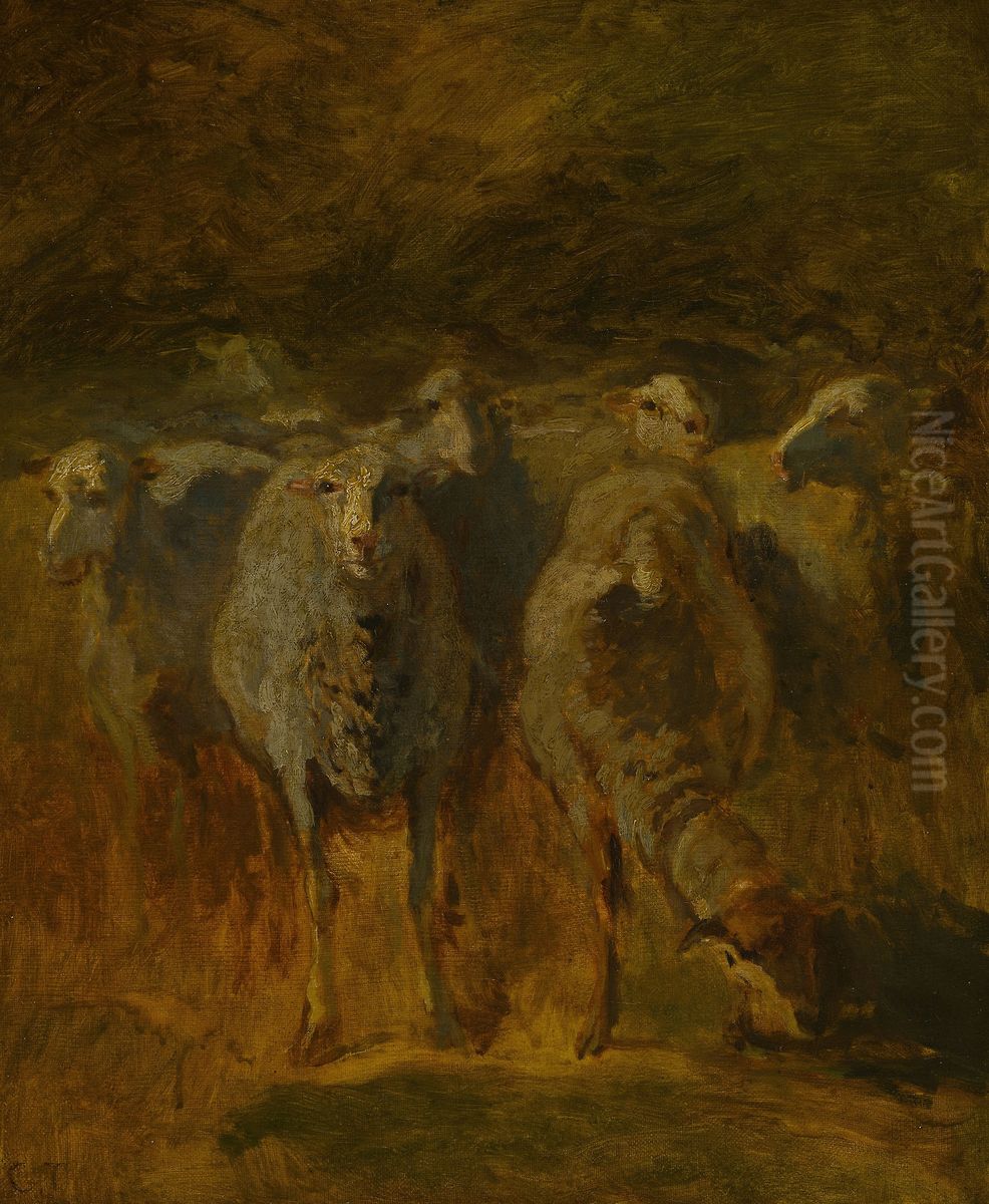 Unfinished Study of Sheep Oil Painting by Constant Troyon
