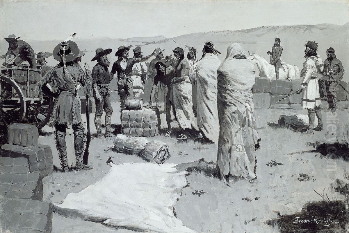 The Interpreter Waved at the Youth Oil Painting by Frederic Remington