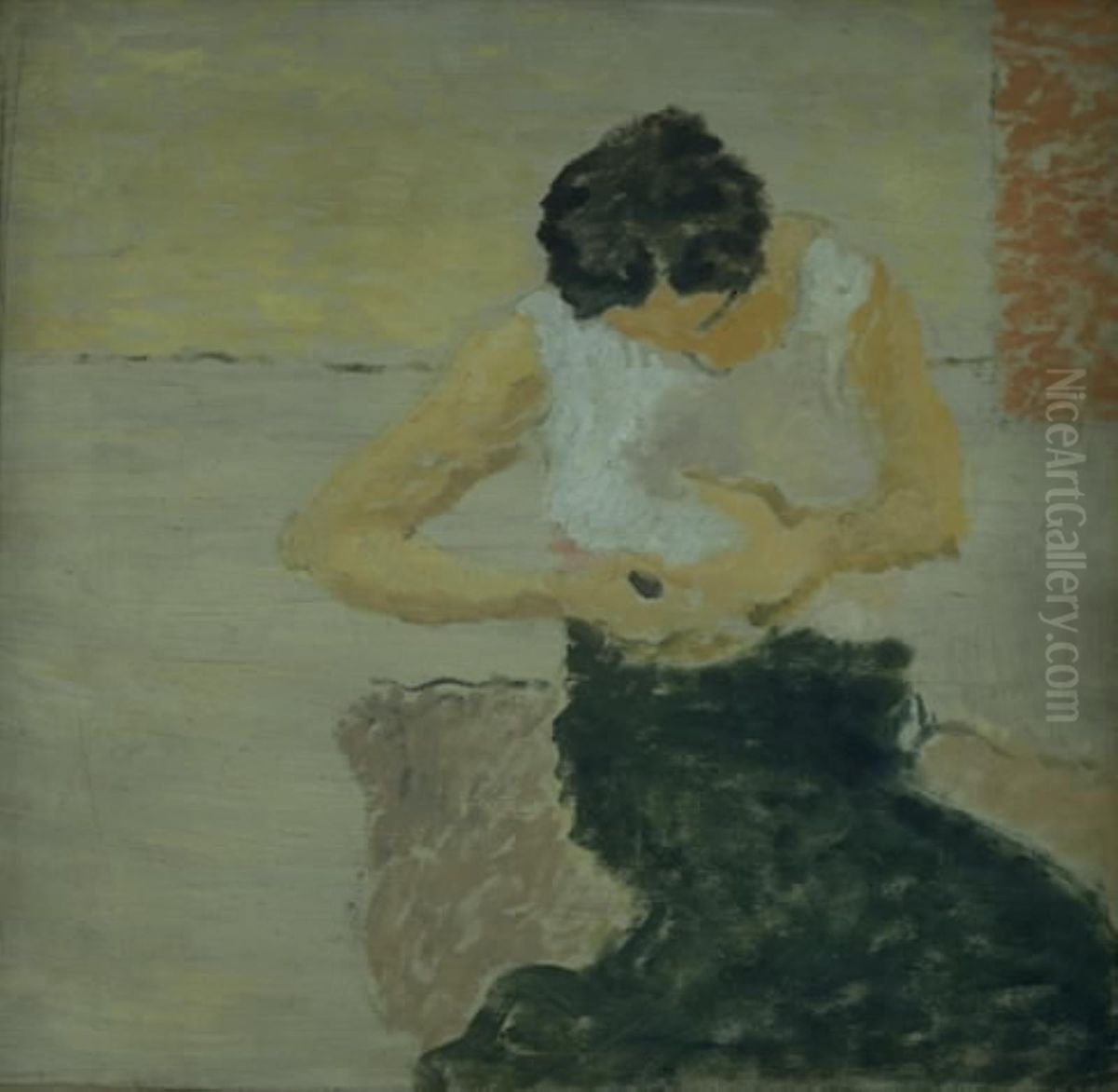 A Lady Dressing Oil Painting by Harald Giersing