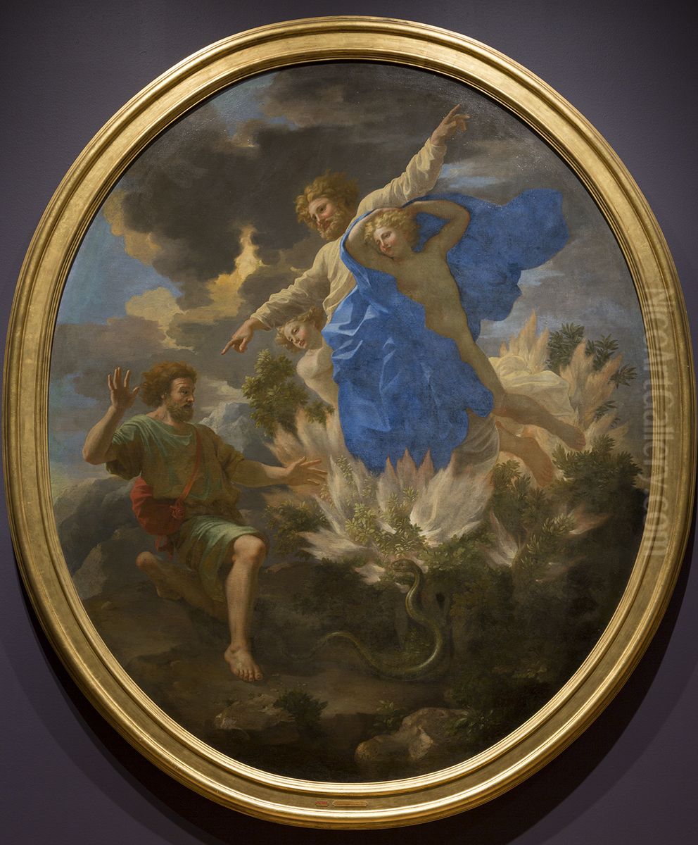 Moses and the Burning Bush Oil Painting by Nicolas Poussin