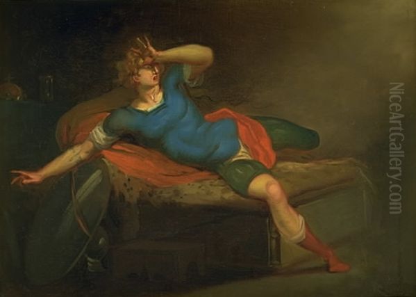 Richard III vagner af sit mareridt i sit telt i Bosworth Oil Painting by Nicolai Abildgaard