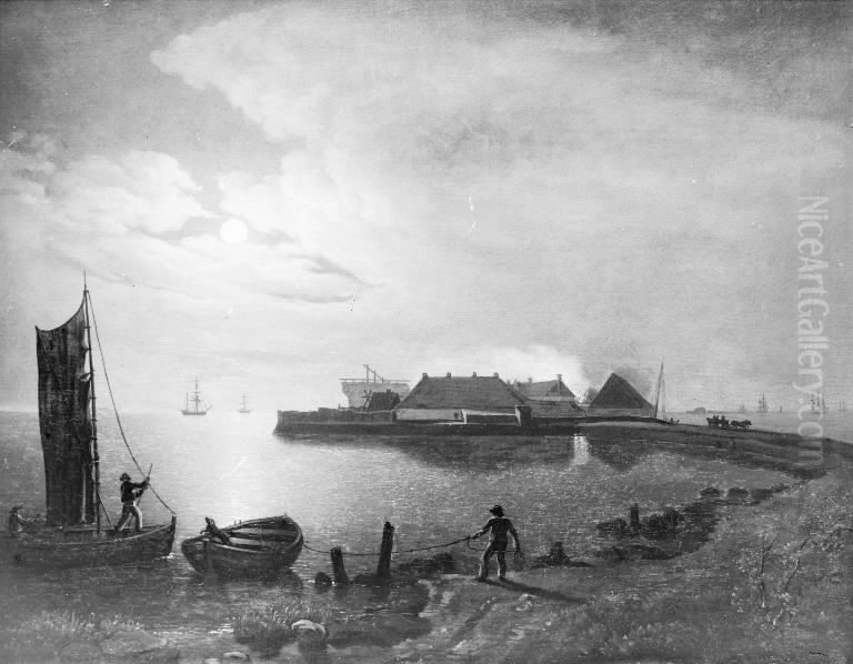 Kalkbraenderiet i maneskin Oil Painting by Emil Wolff